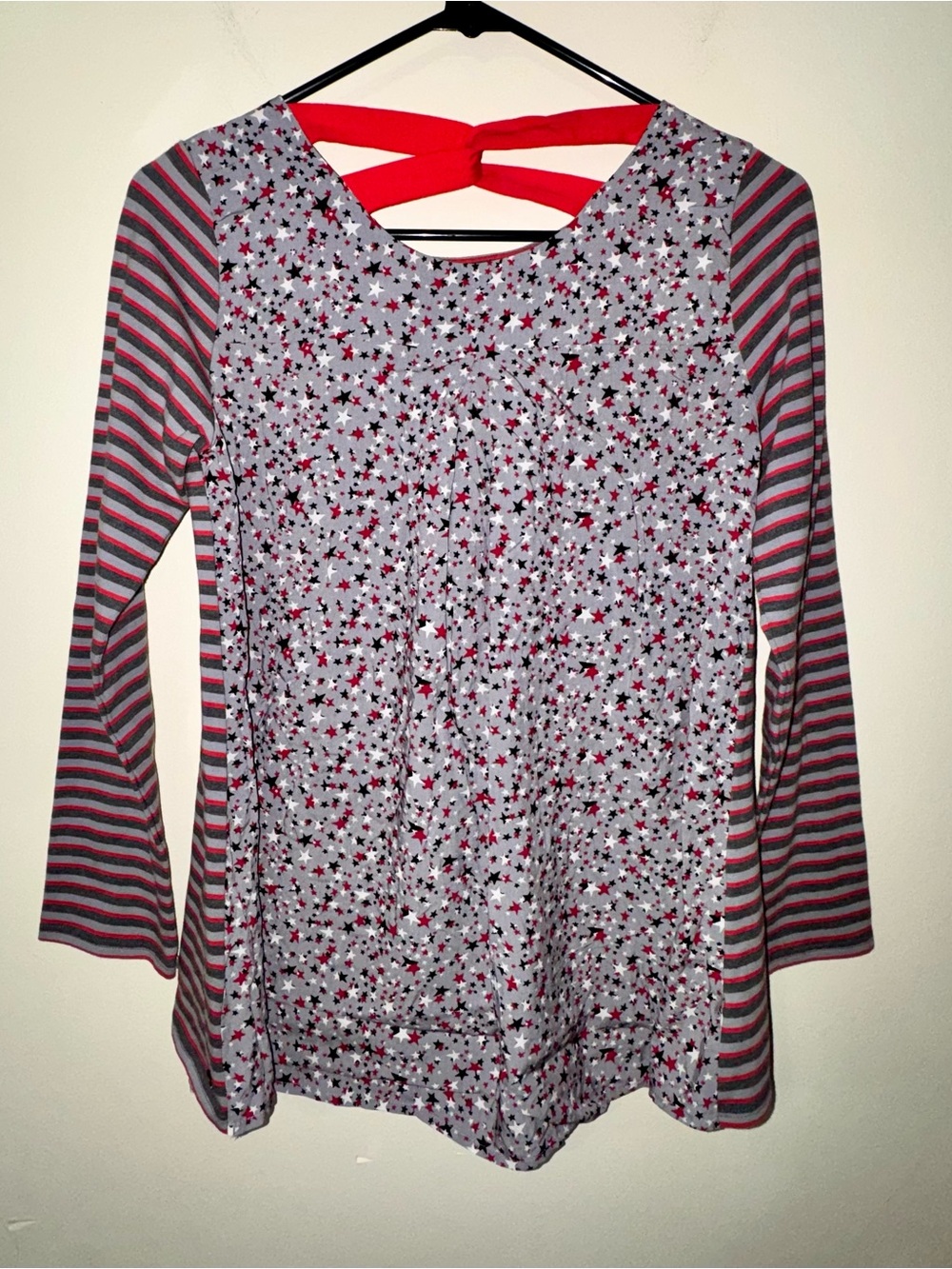 NWT Matilda Jane Land Among the Stars Gray Star and Striped Print Top - Picture 7 of 9